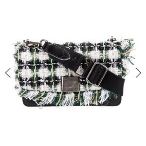Golden Goose Valentina tweed bag Chic blk, white, green accents
